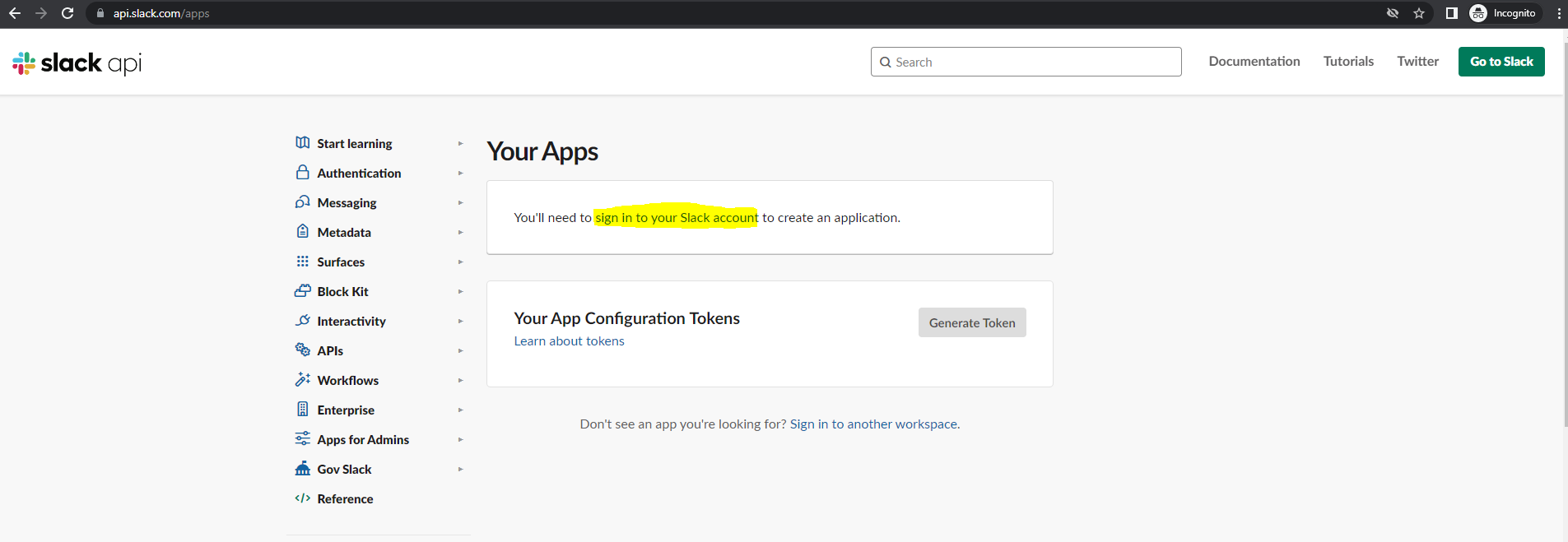 Sign in to your Slack account